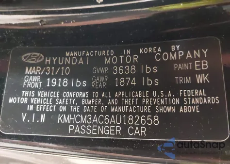 2010 Hyundai Accent Gs from USA, damaged, VIN KMHCM3AC6AU182658